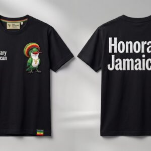 Honorary Jamaican T-Shirt | Puff-Stitch Embroidered Hummingbird