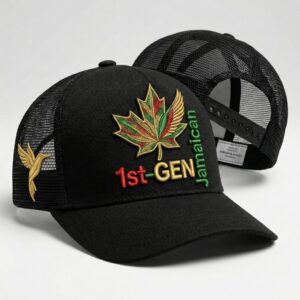 1st Gen Jamaican Two-Tone Trucker Hat | Gold Embroidery
