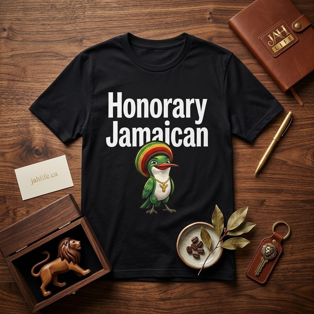 Honorary Jamaican T-Shirt | Puff-Stitch Embroidered Hummingbird - Image 10