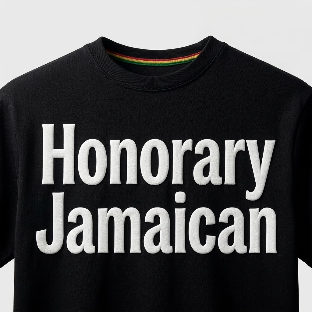 Honorary Jamaican T-Shirt | Puff-Stitch Embroidered Hummingbird - Image 7